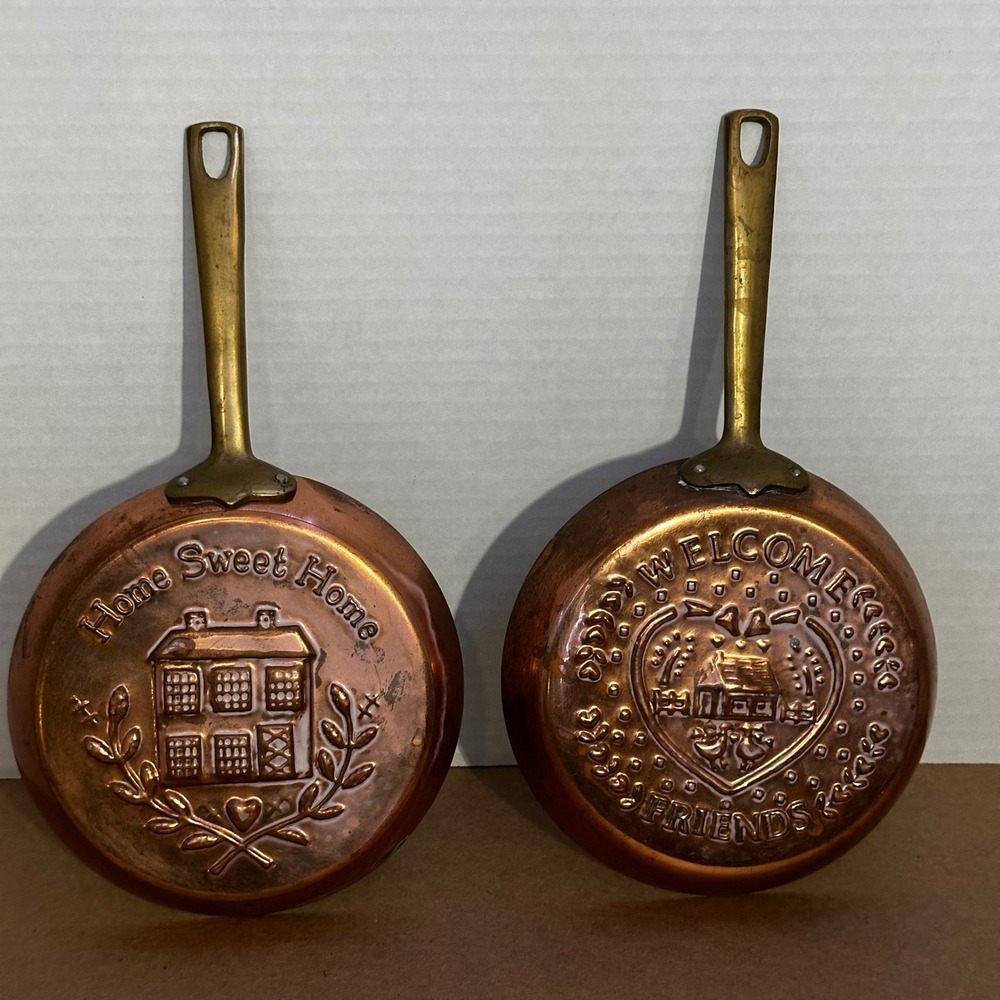 Decorative Copper Wall Hanging Pans Set 2 Copper Good Home Sweet Home